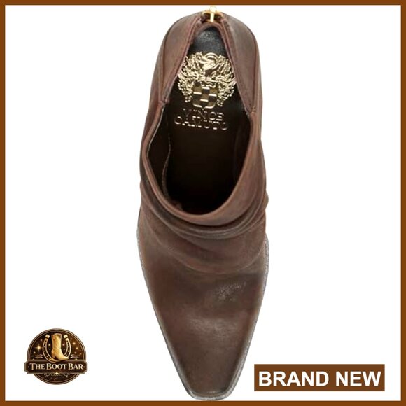 Western Stacked Heel Ankle Booties Ruched Leather Fashion Formal Wear - Picture 5 of 7